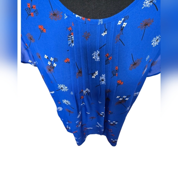 Fun 2 Fun Short Sleeve Blouse Shirt Blue Size Large - Picture 2 of 7